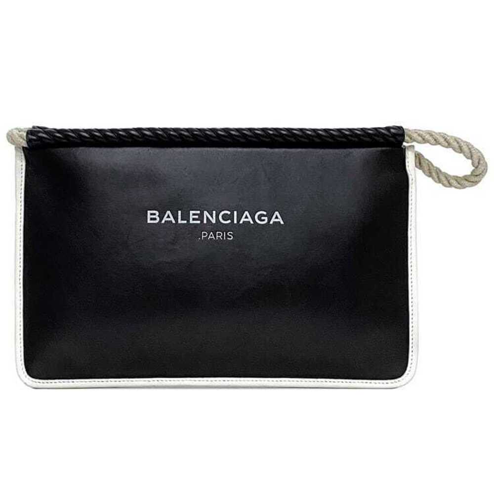 Balenciaga Clutch Bag Black Leather Zipper Rope Handbag Logo